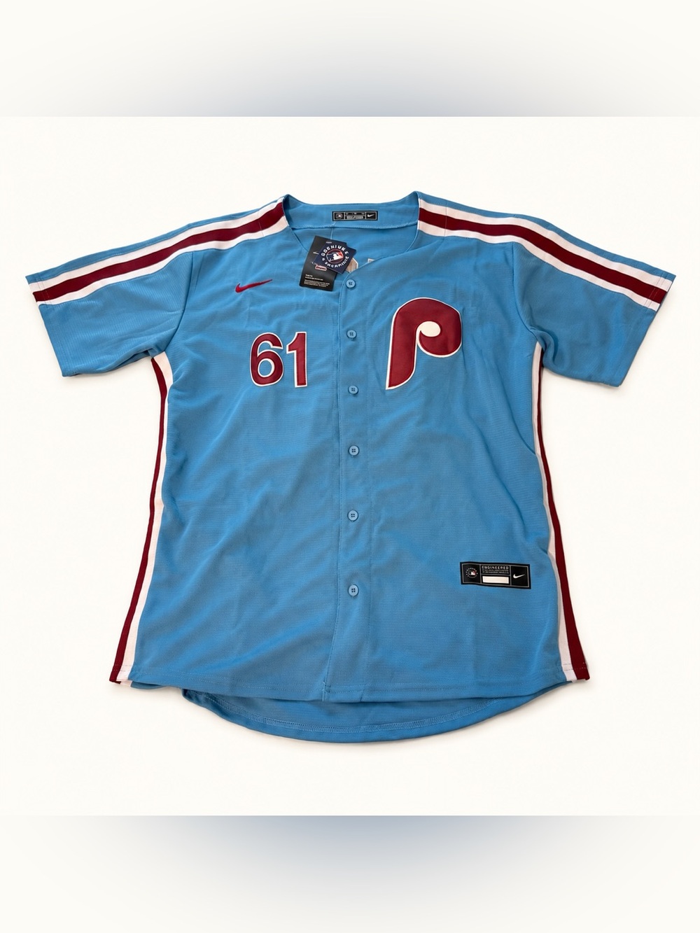 NEW Philadelphia Phillies #61 Christopher Sanchez Powder Blue Jersey MLB Size XL